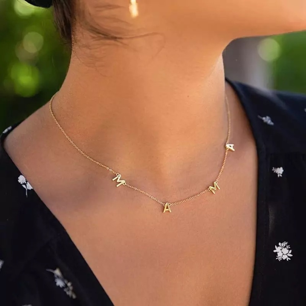 Mama Monogram Layering Necklace - Silver
